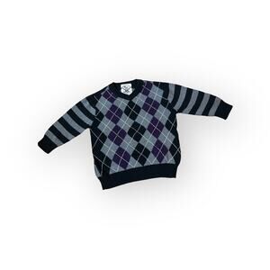 Boys Mixed Knit Argyle V Neck